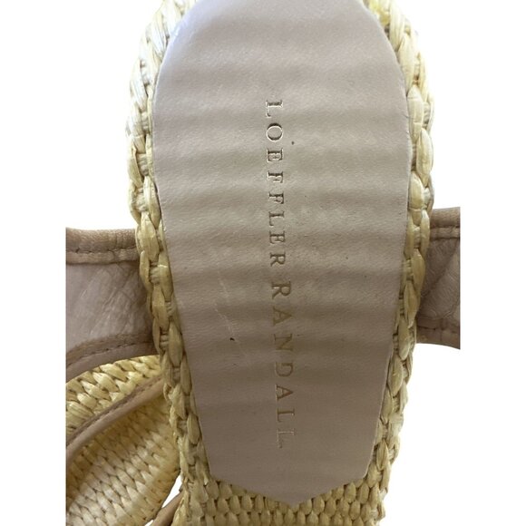 Loeffler Randall Woven Straw & Leather Peep-Toe Valentine Wedge Heels 8.5 - Picture 8 of 9